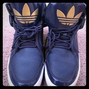 Adidas Blue and gold shoe